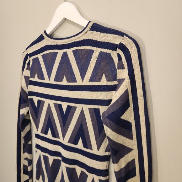 BCBGMaxAzria Sweater Dress Slate Combo Malina Zigzag Western Tribal - Size XS - Picture 4 of 8